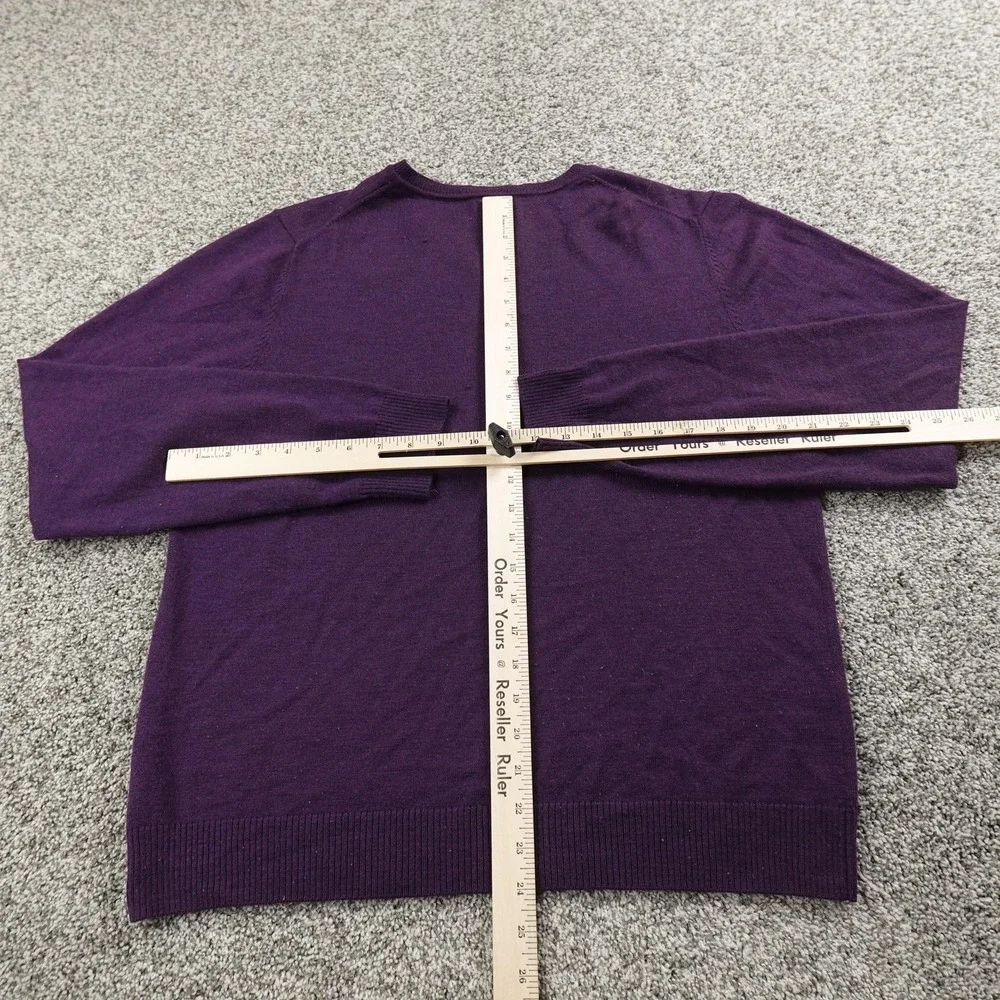 APT 9 Sweater Mens Large Purple Merino Wool Blend V Neck‎ Long Sleeve Pullover